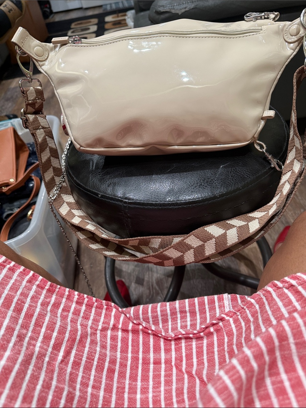 Cream Nylon Men's Belt Bag with Multiple Zip Pockets - Picture 3 of 9